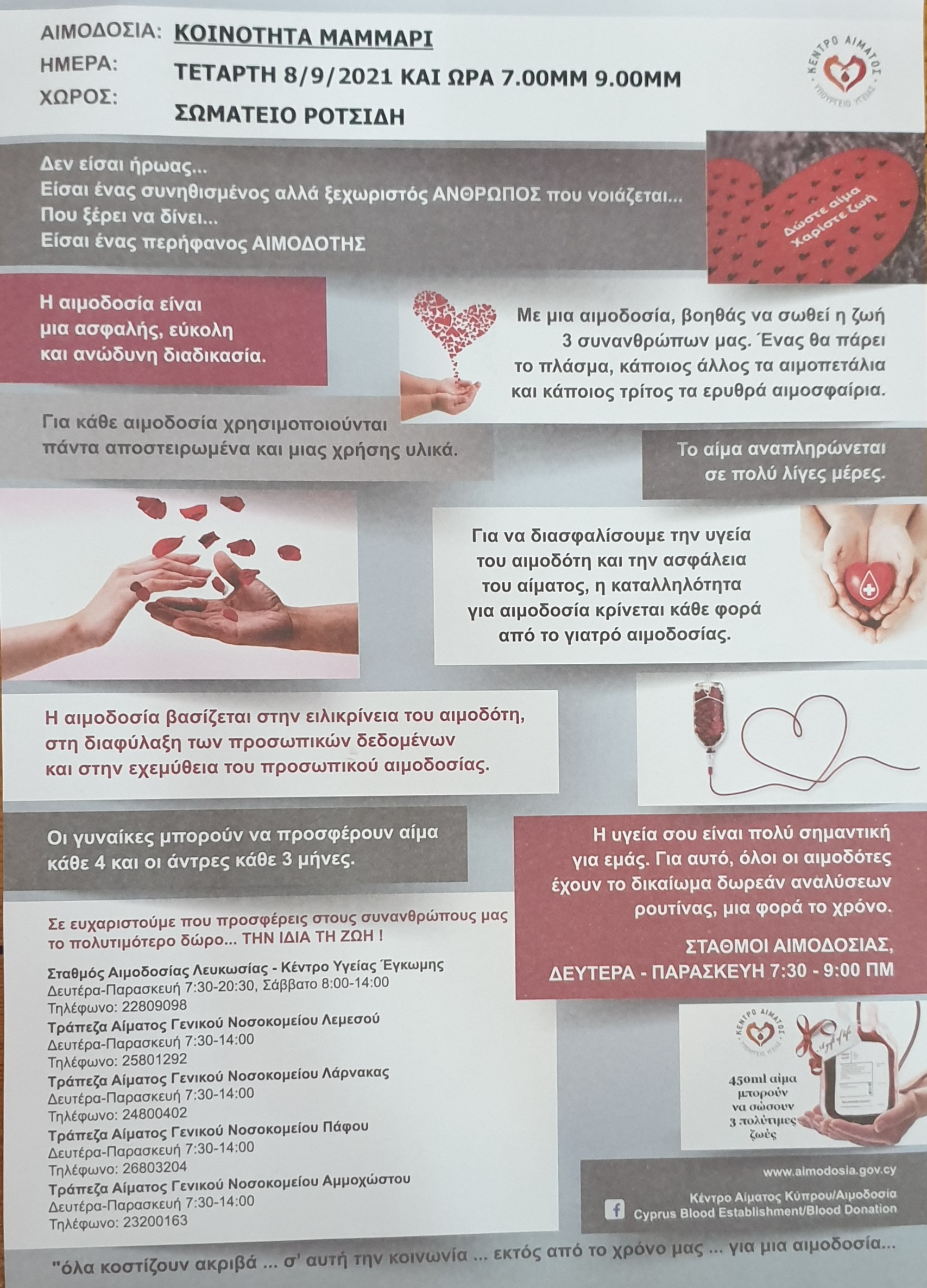 Αιμοδοσία Μάμμαρι 8/9/2021